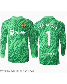 Barcelona Ter Stegen #1 Portiere Maglia Gara Trasferta Repliche 2024-25 Maniche Lunghe